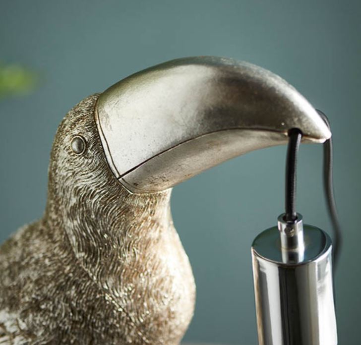 Toucan Table Lamp in Gold and Silver