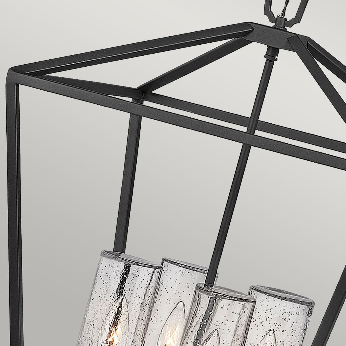 Lanterne suspendue de plafond à 4 lumières au fini noir musée IP44