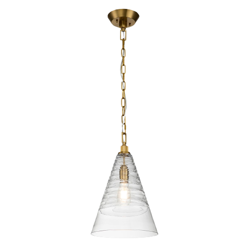 Single Ceiling Light In Burnished Brass Finish With Candy Glass