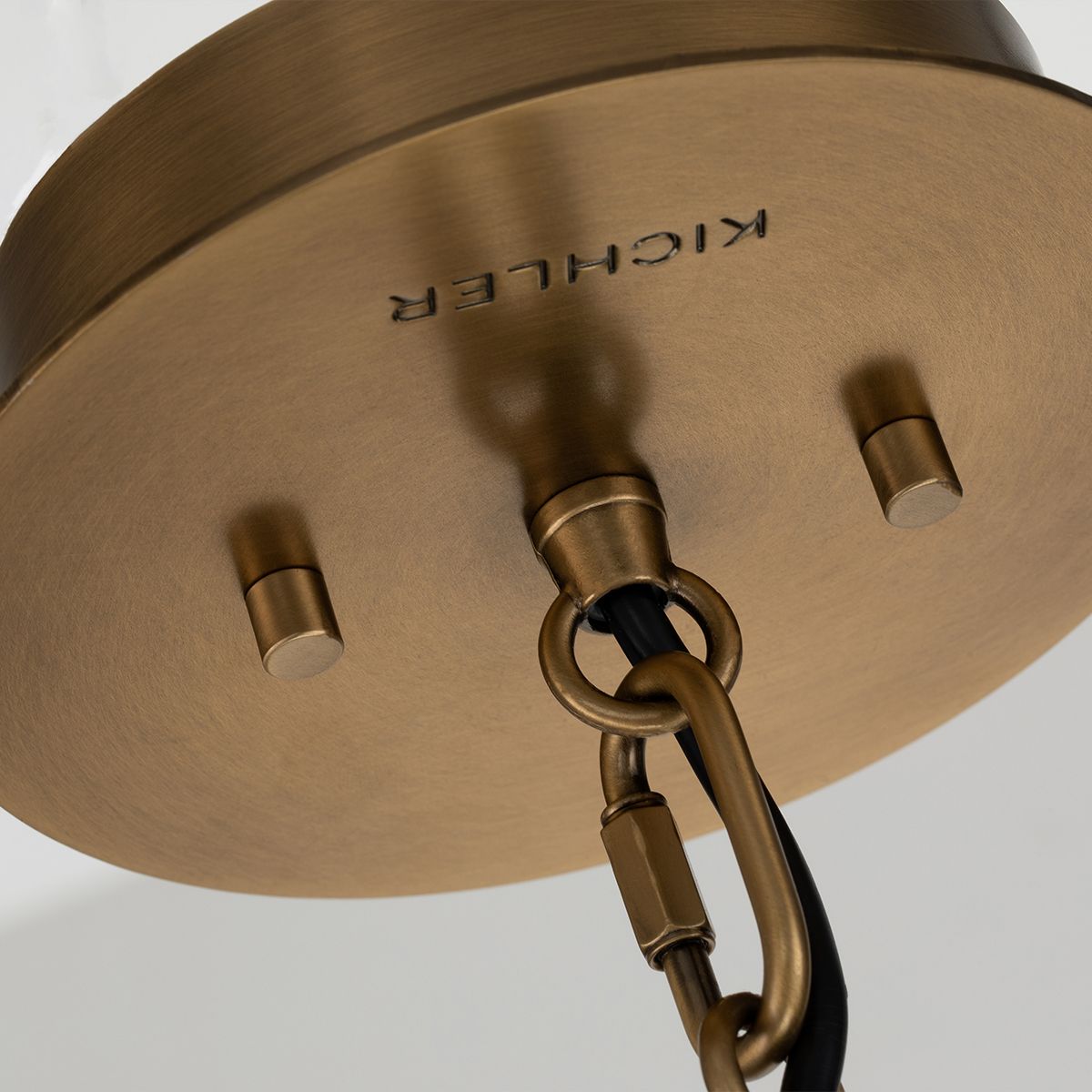 Single Ceiling Pendant In Natural Brass With Black Slatted Shade