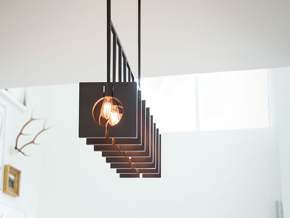 8 Light Bar Ceiling Pendant In Brushed Graphite Finish