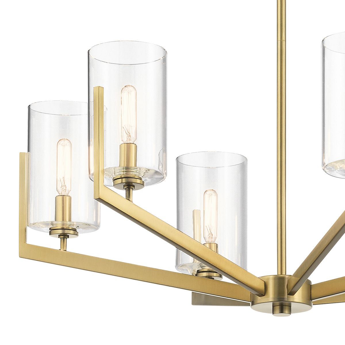 6 Light Ceiling Chandelier in Brushed Natural Brass Finish
