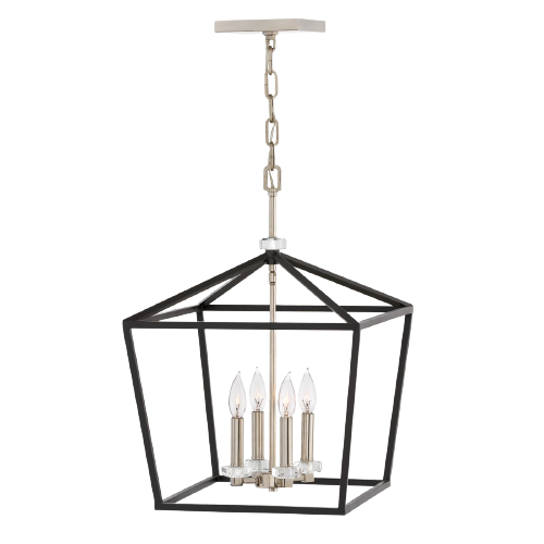 Large Ceiling Light In Black And Polished Nickel Finish