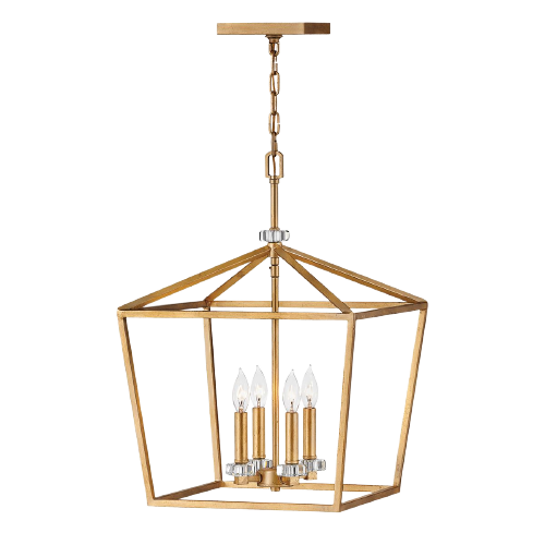 Large Ceiling Light In Distressed Brass Finish