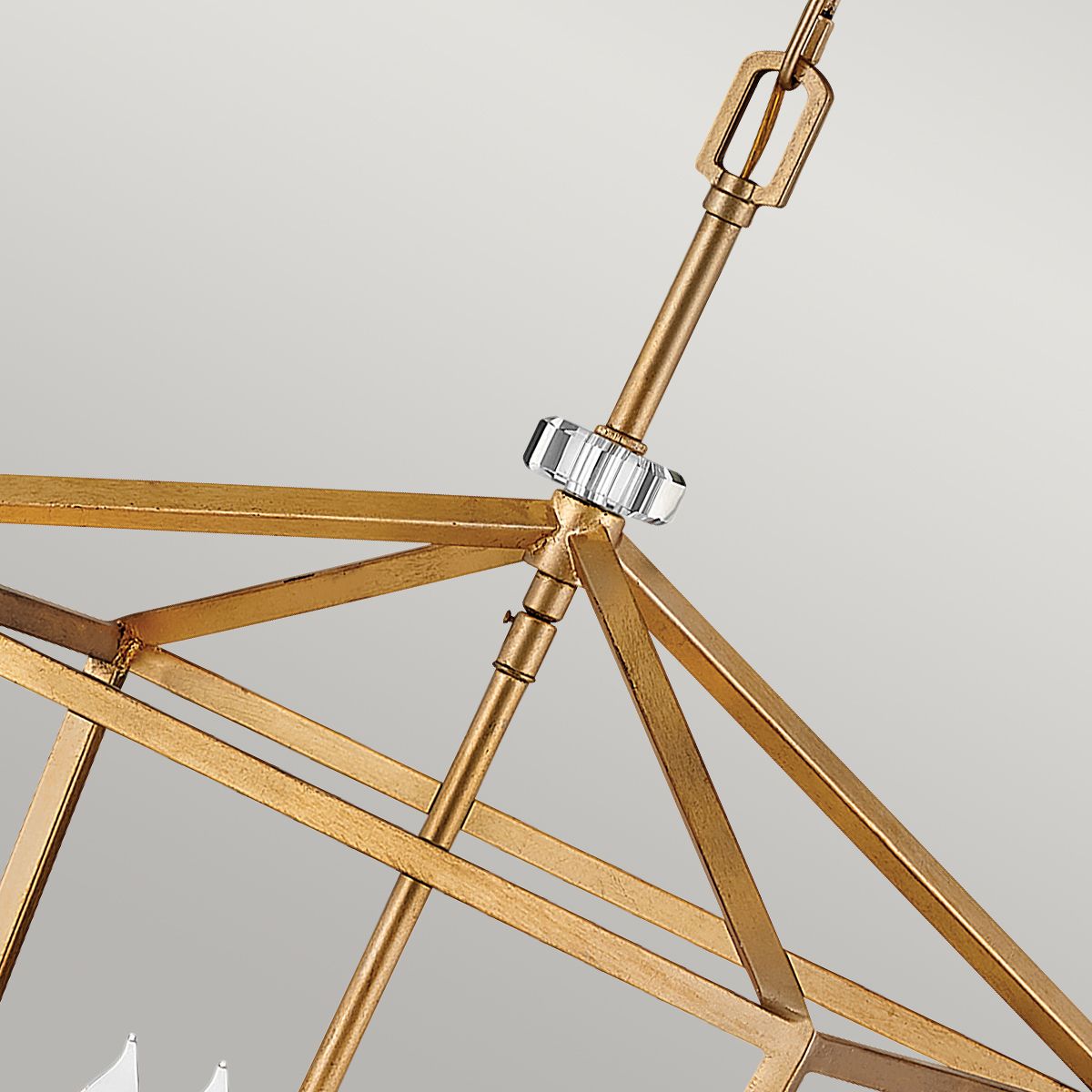 Large Ceiling Light In Distressed Brass Finish