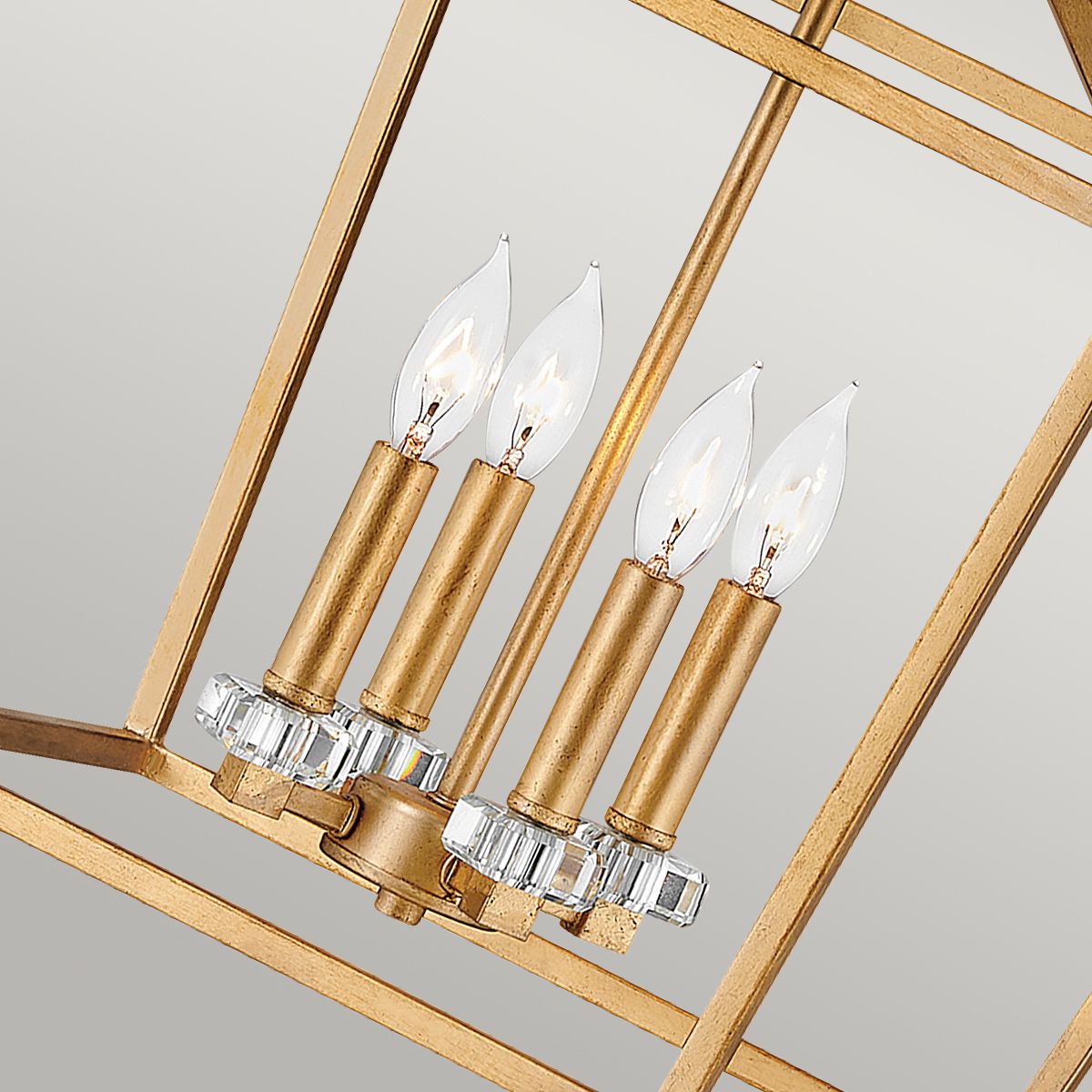 Large Ceiling Light In Distressed Brass Finish