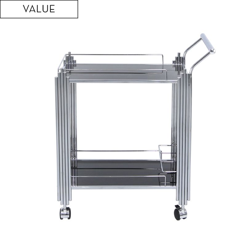 Cohen Silver Drinks Trolley with Black Glass