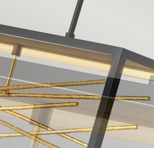 LED Island Pendant Light In Black And Gold Finish