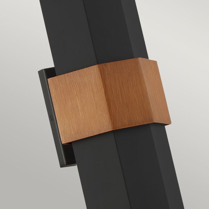 LED-Wandleuchte für den Außenbereich, Schwarz, Holzoptik, 2 Leuchten, IP44