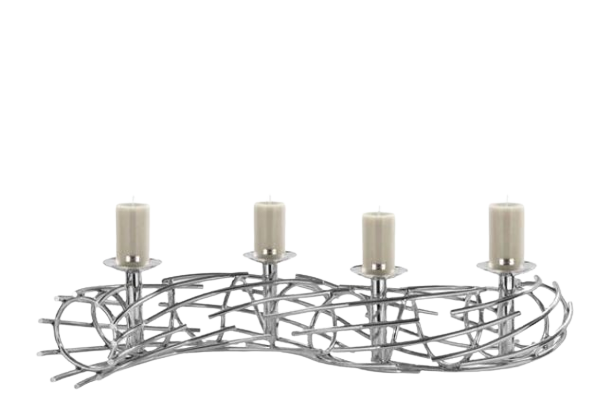 Luxuriöser Wellen-Kerzenhalter aus Nickel
