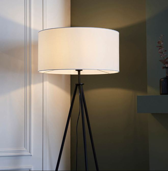 Tripod Floor Lamp with White Shade