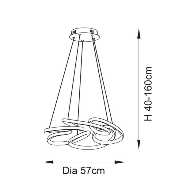 Multi spiral satin gold LED pendant