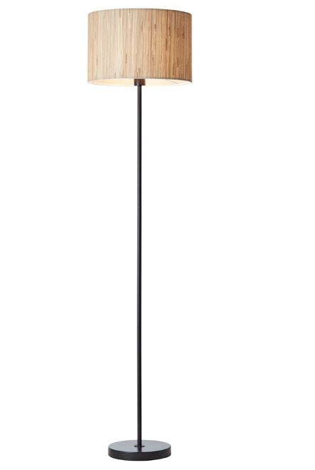 Black Floor Lamp With Woven Shade