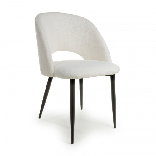 Boucle White Dining Chair - Pair