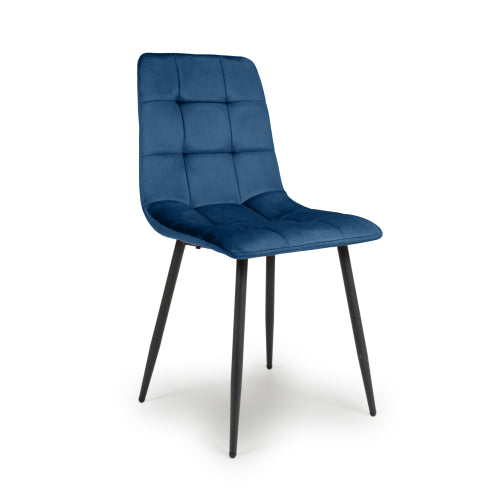 Brushed Velvet Blue Dining Chair - Pair