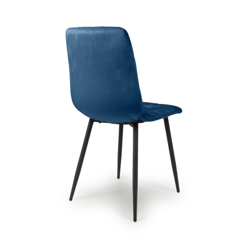 Brushed Velvet Blue Dining Chair - Pair