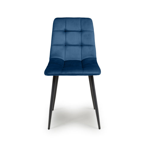 Brushed Velvet Blue Dining Chair - Pair