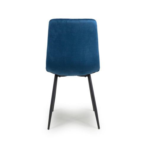 Brushed Velvet Blue Dining Chair - Pair
