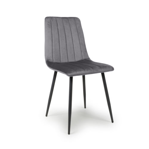 Brushed Velvet Grey Dining Chair - Pair