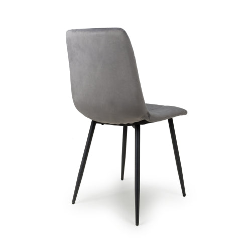 Brushed Velvet Grey Dining Chair - Pair
