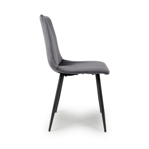 Brushed Velvet Grey Dining Chair - Pair