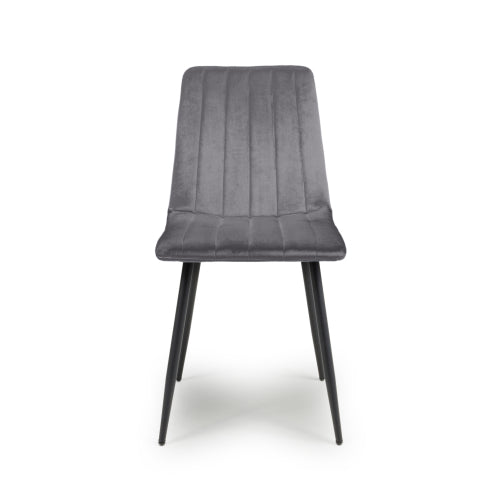 Brushed Velvet Grey Dining Chair - Pair