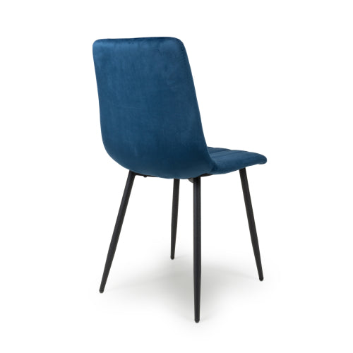 Seville Brushed Velvet Blue Dining Chair - Pair