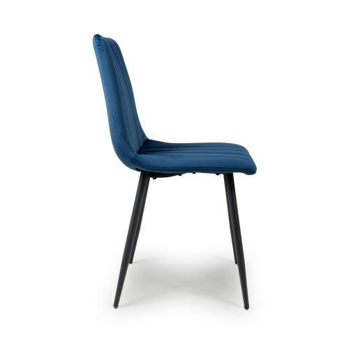 Seville Brushed Velvet Blue Dining Chair - Pair