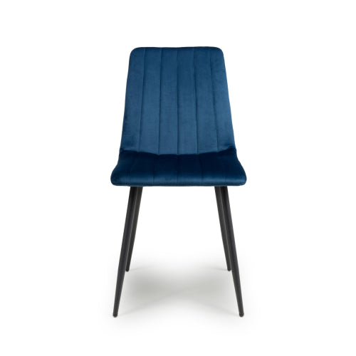 Seville Brushed Velvet Blue Dining Chair - Pair