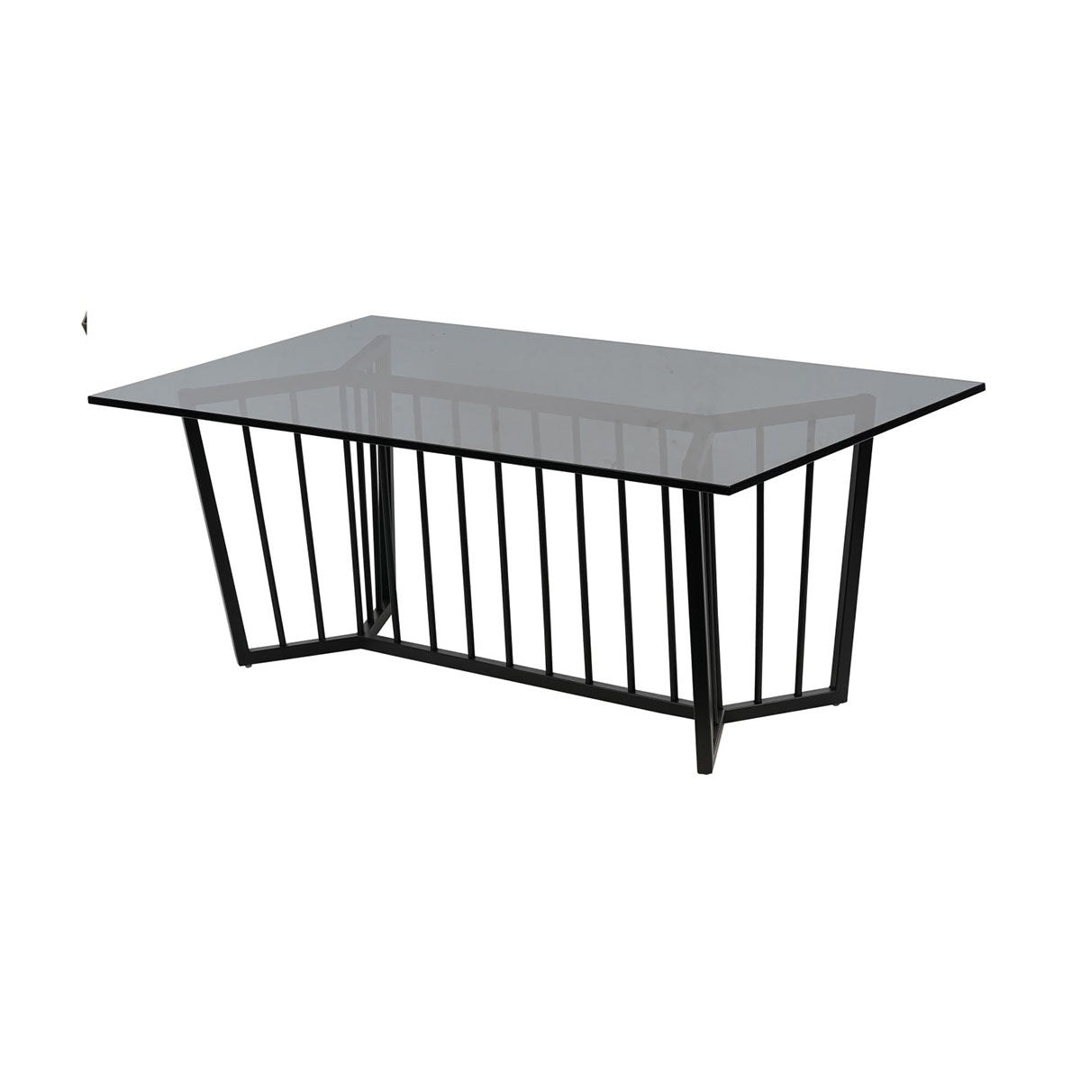 Table basse rectangulaire avec cadre noir et verre teinté Abington
