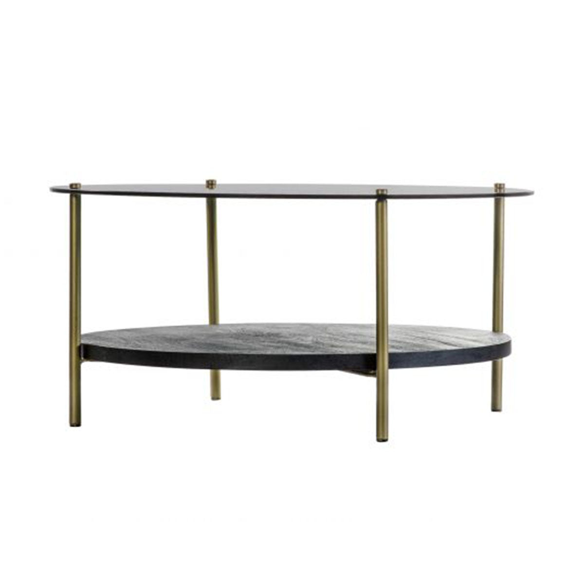 Table basse en bois et fer noir doré