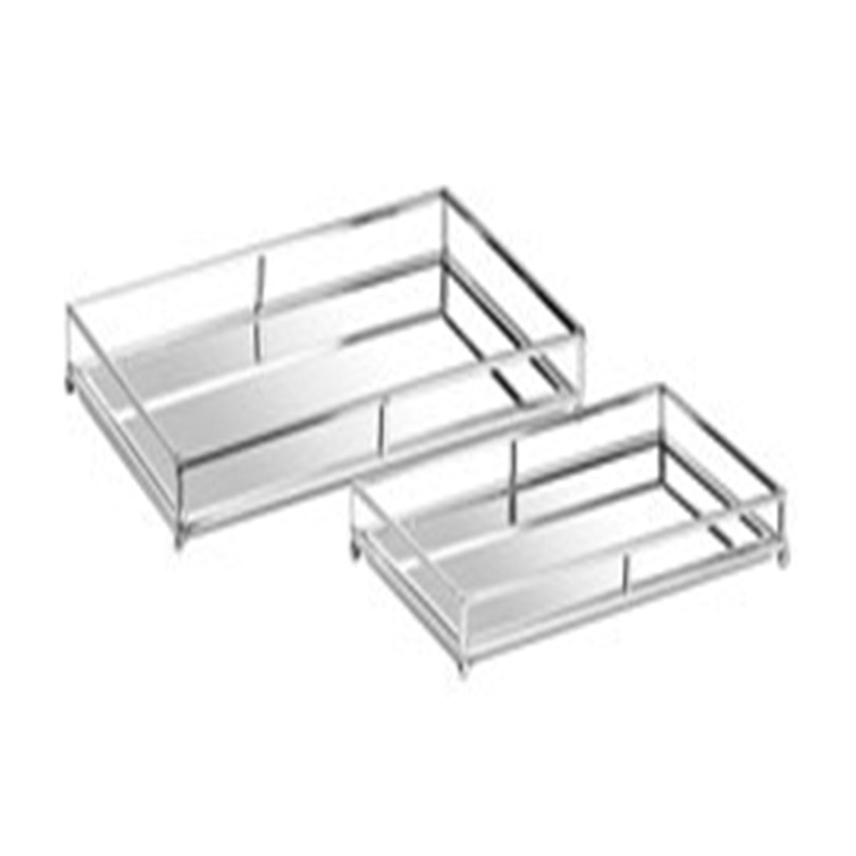Set Of Two Rectangular Silver Bar Trays