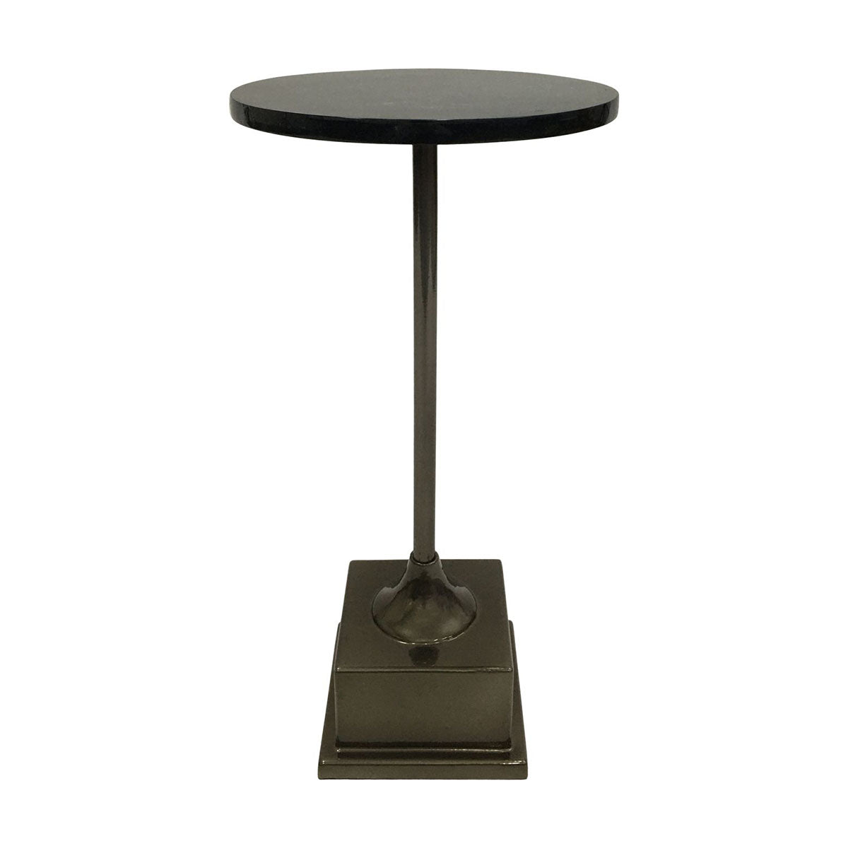 Northwich Beistelltisch mit Metallic-Schwarz-Nickel-Finish auf grünem Marmorsockel