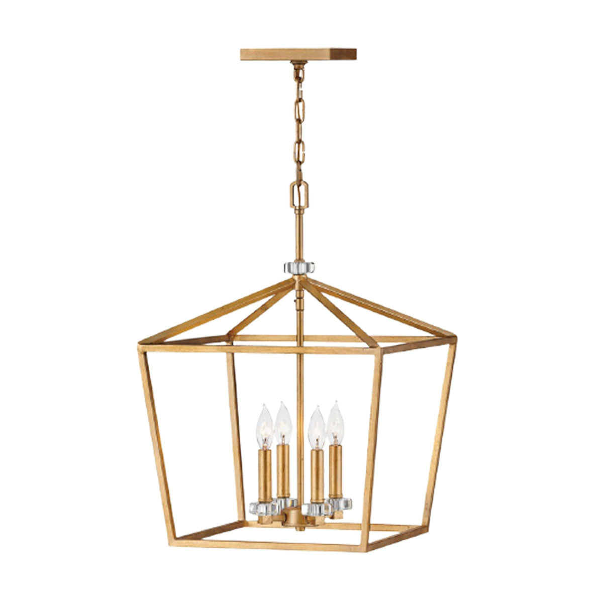 Large Ceiling Light In Distressed Brass Finish