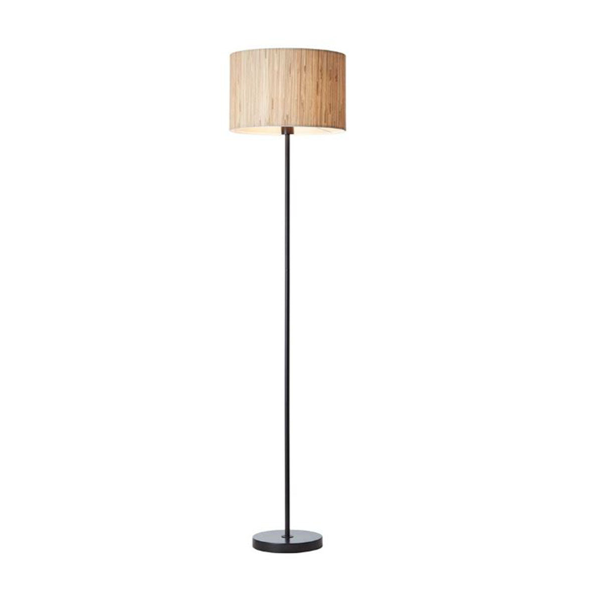 Black Floor Lamp With Woven Shade