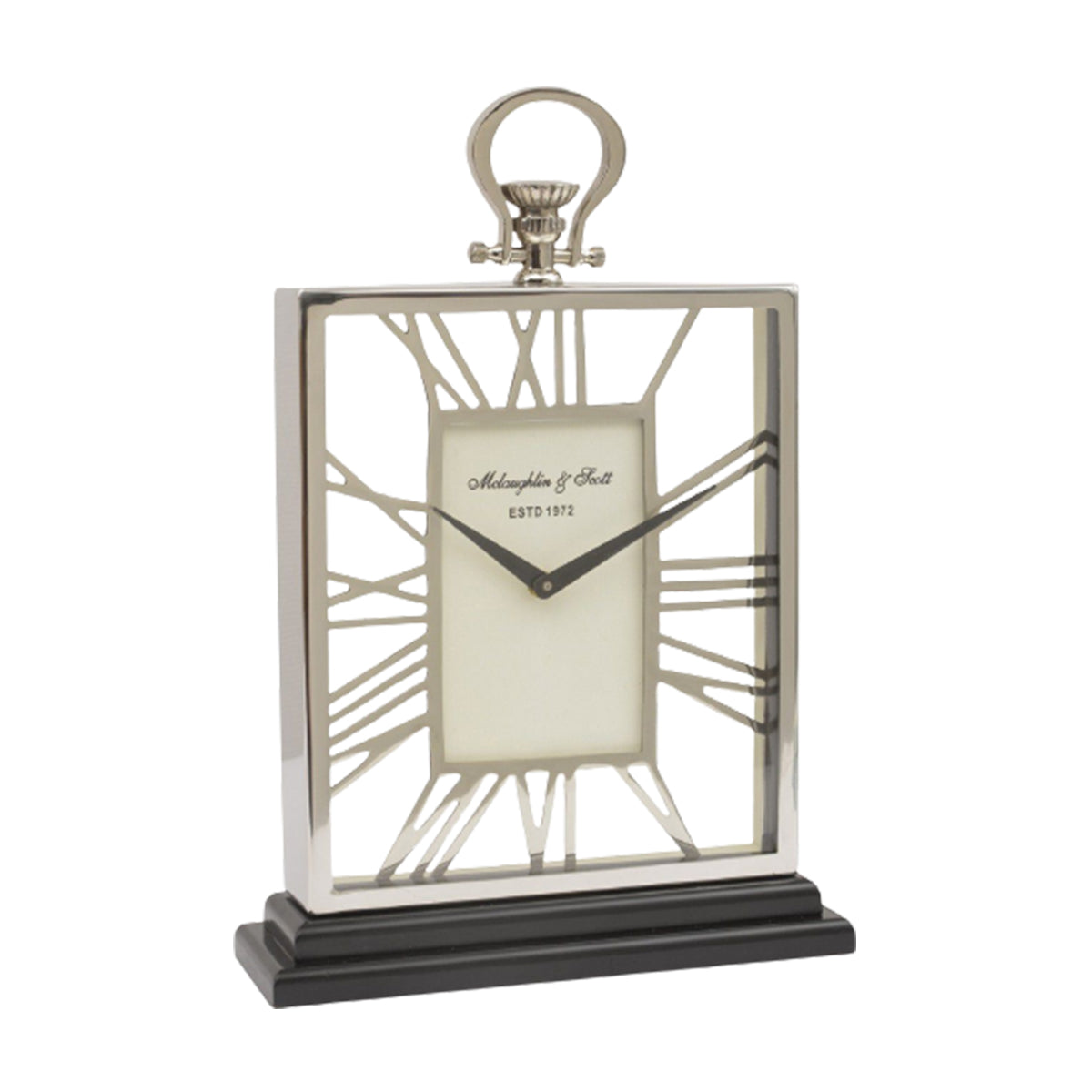 Collection Mayfair - Pendule de cheminée squelettique argentée et noire