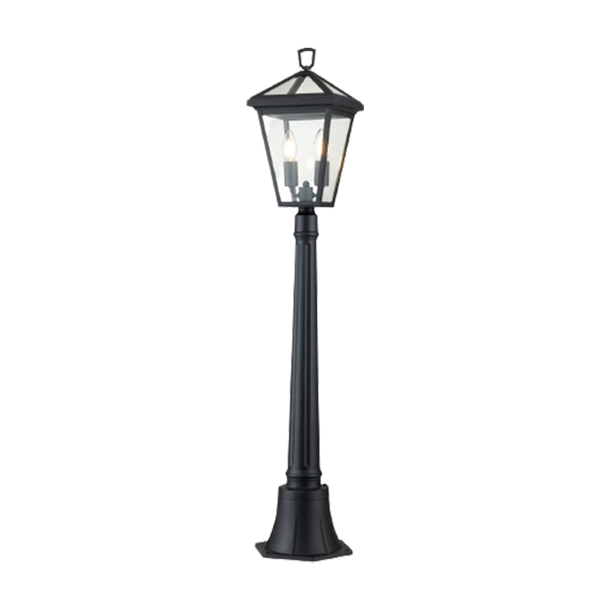 2 Light Pillar Lantern In Museum Black Finish IP44