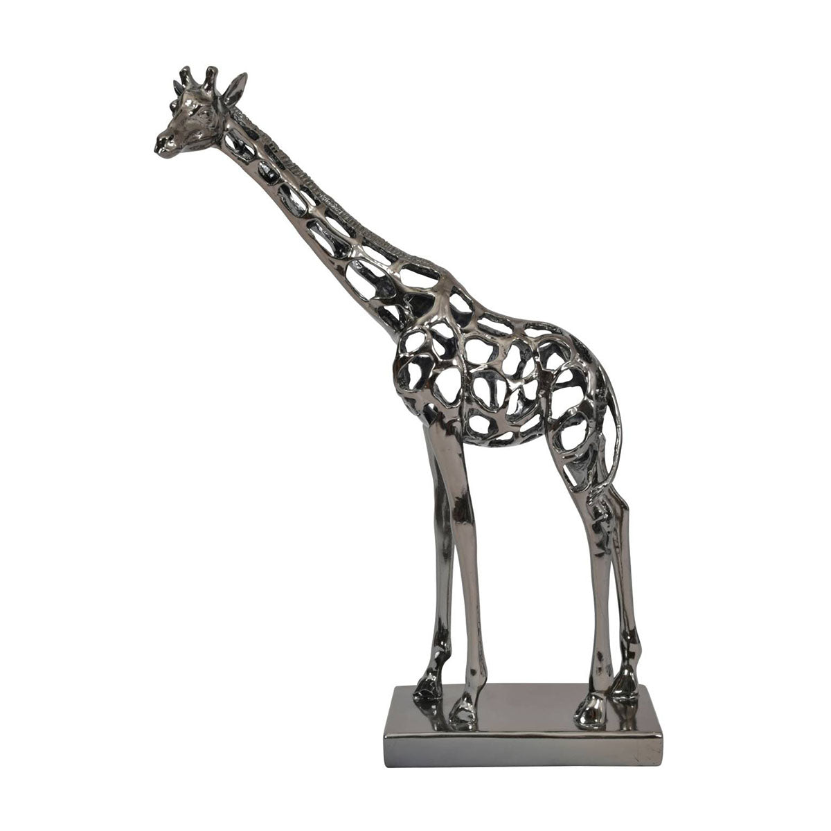 Sculpture girafe creuse Courtney en nickel noir, 50 cm