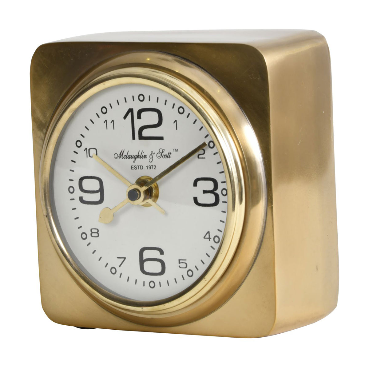Thompson Solid Aluminium Gold Square Carriage Mentel Clock