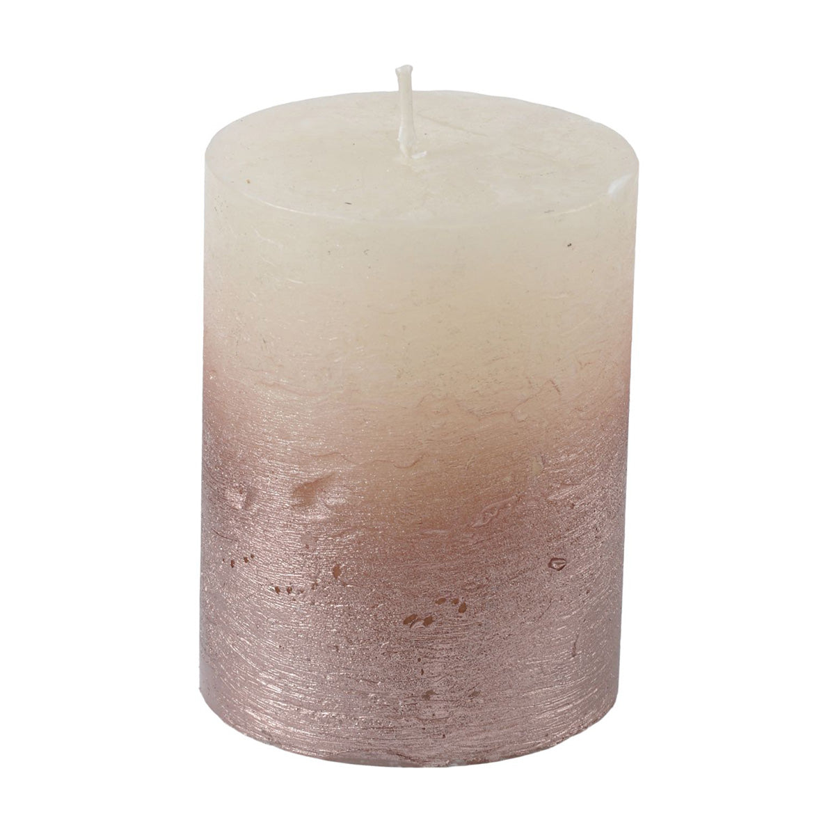 Libra White Pillar Candle With Metallic Pink Ombre Base 10x10cm