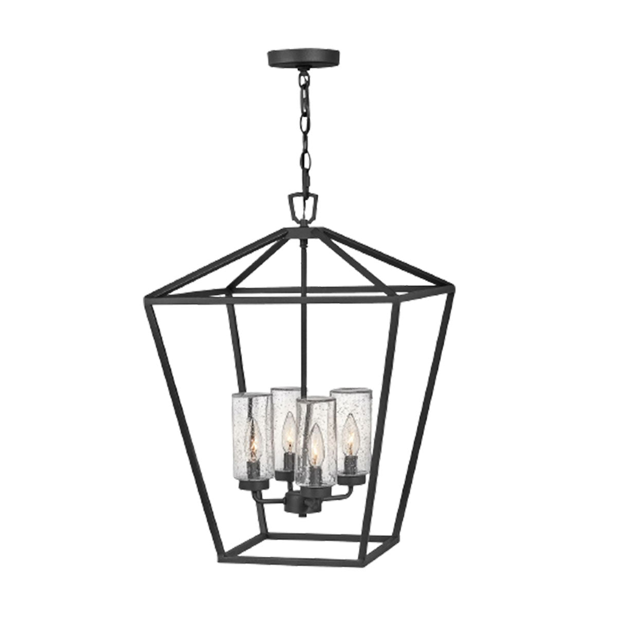 4 Light Ceiling Pendant Lantern In Museum Black Finish IP44