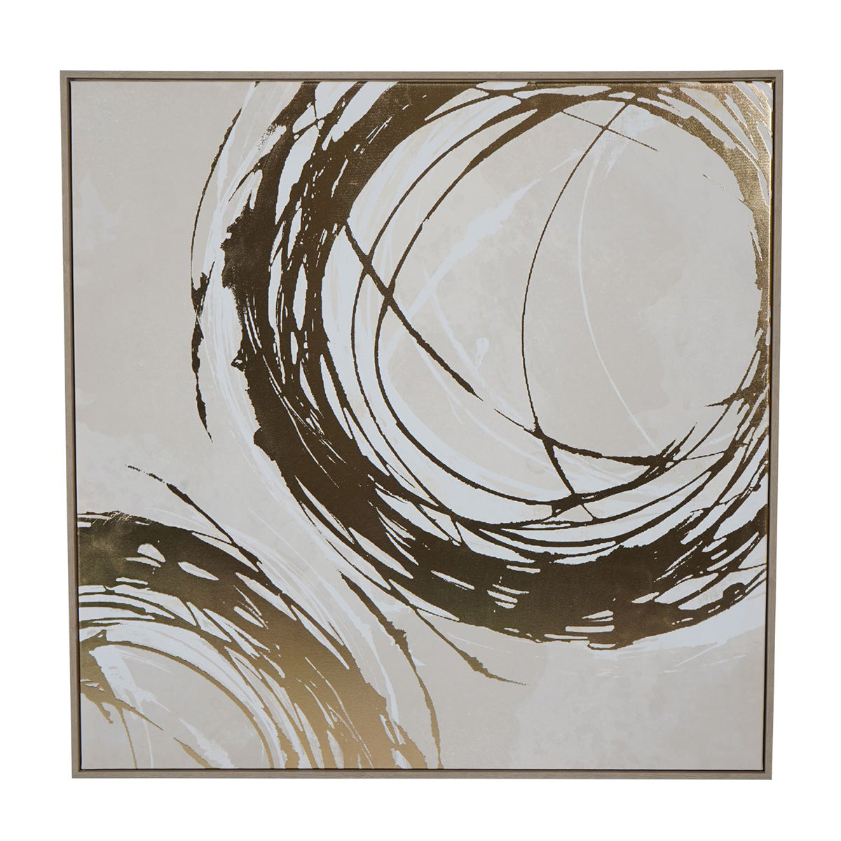 Golden Foiled Circles Framed Canvas
