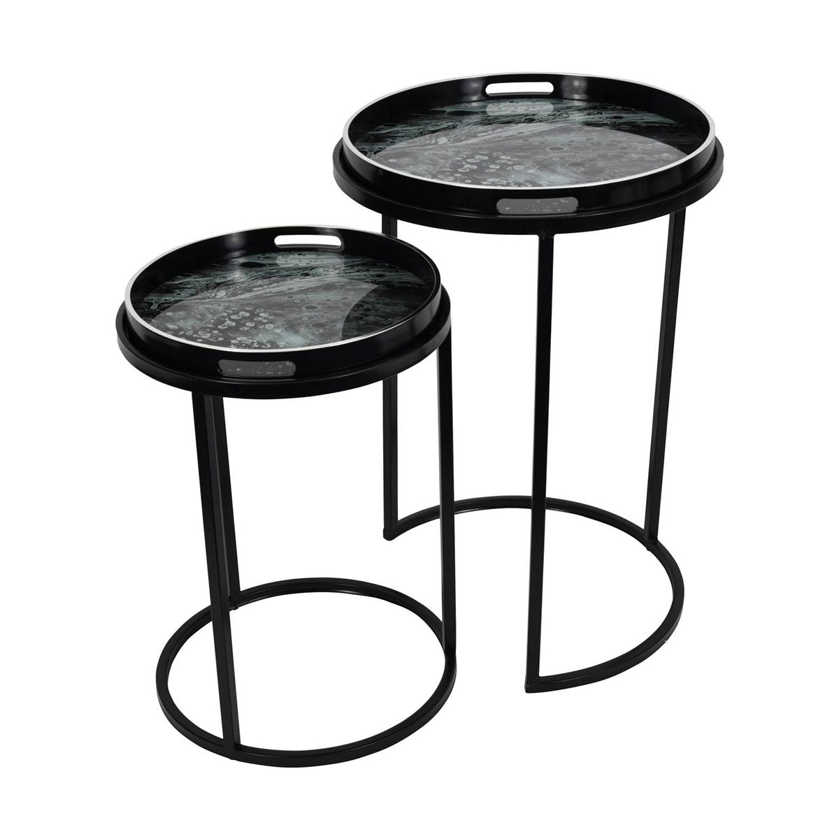 Ensemble de 2 tables d'appoint à plateau monochrome Swirl