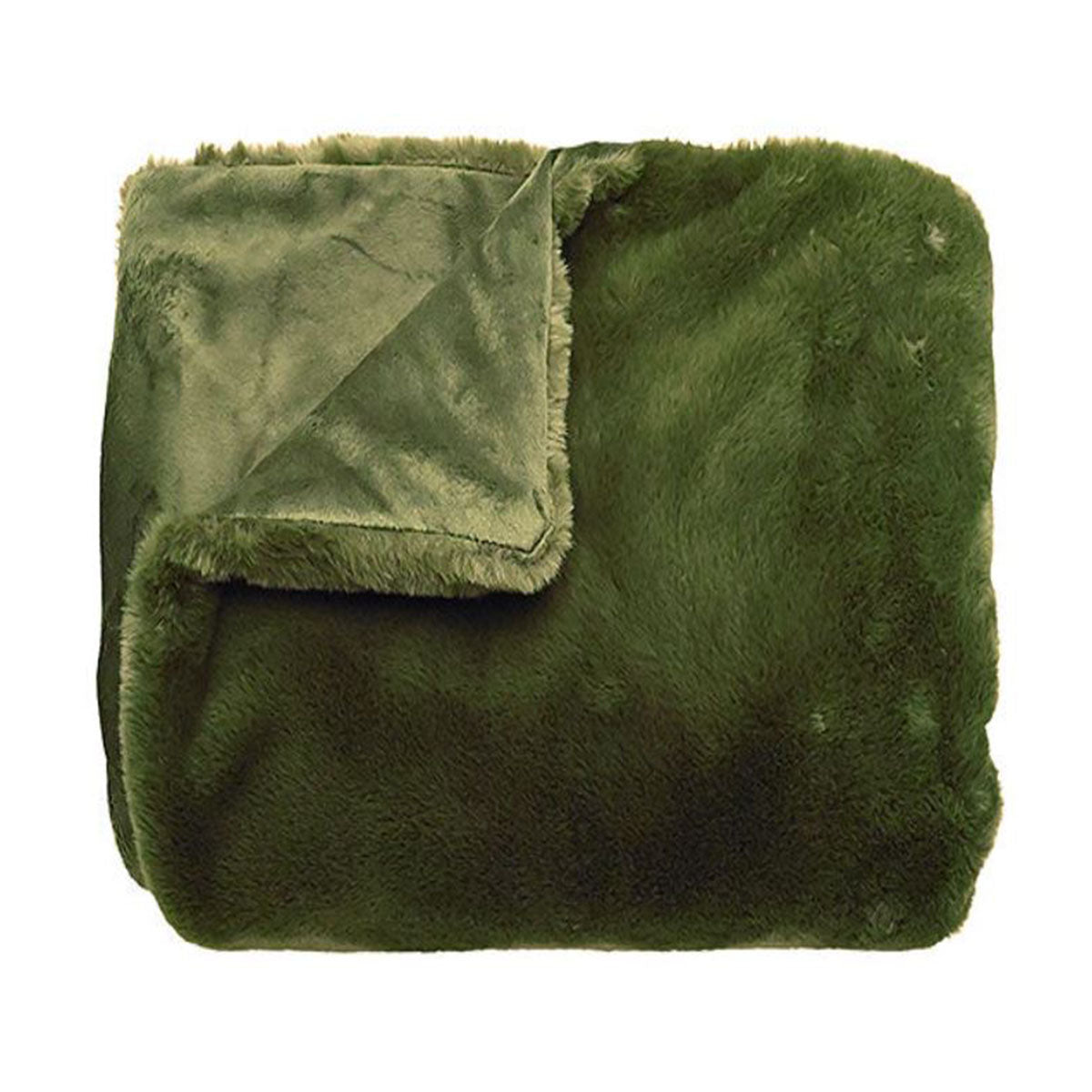 Luxe Faux Fur Throw Olive