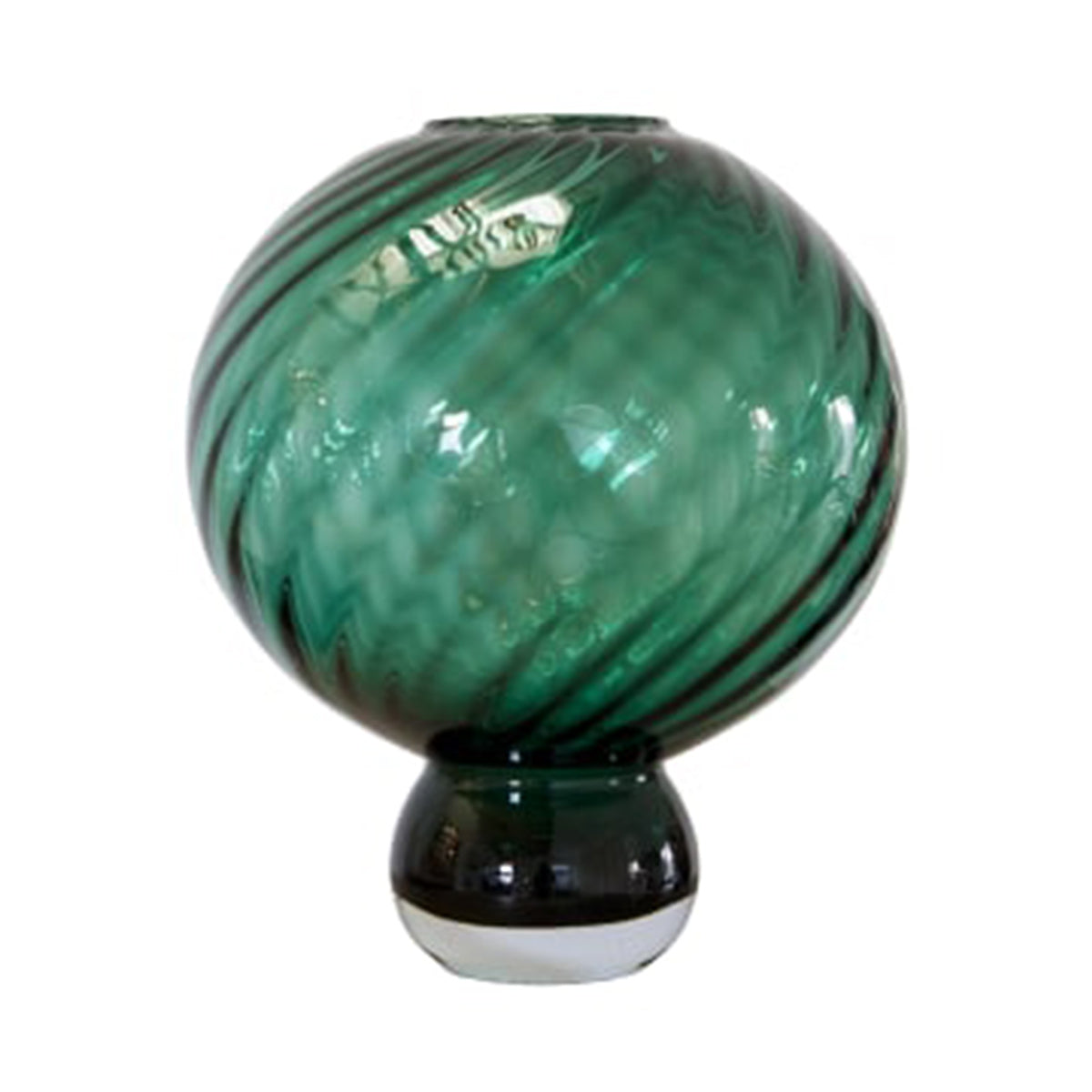 Grüne Kristall-Swirl-Vase, mittelgroß