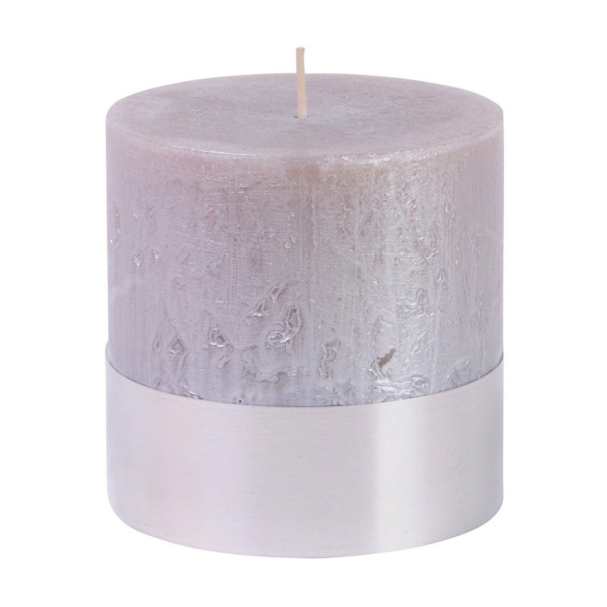 Libra Taupe Metallic Pillar Candle 10×10cm