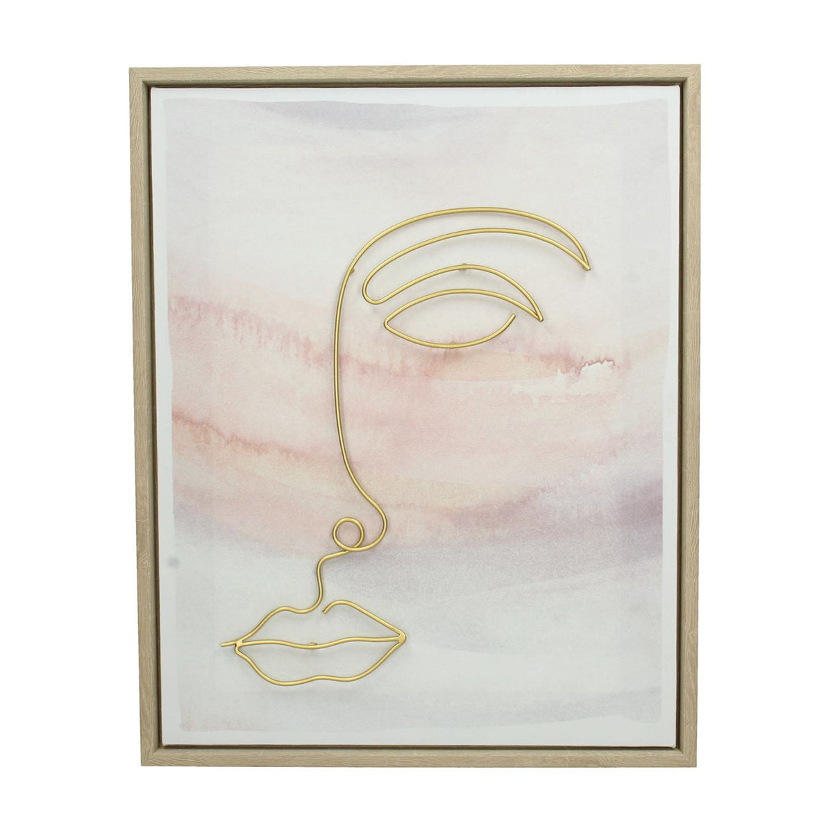 Peach Abstract Gold Profile Wall Art
