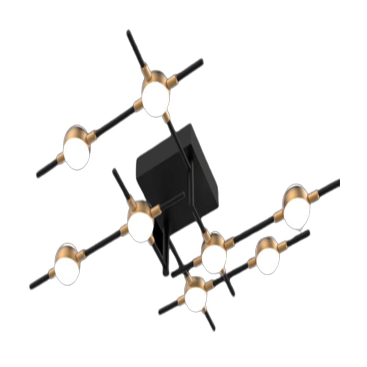 Plafonnier moléculaire à 8 lumières (noir et or) (modèle E)