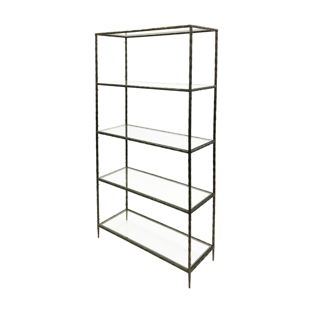 Patterdale Hand Forged Shelving Unit Table Dark Bronze with Glass Shelves