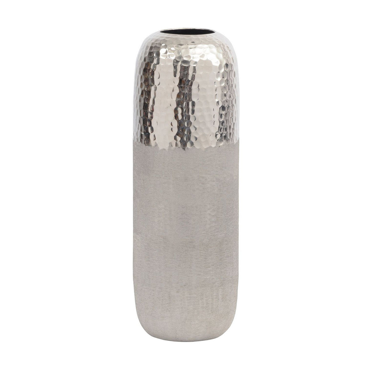 Fuse Hammered and Brushed Large Vase in Silver Finish